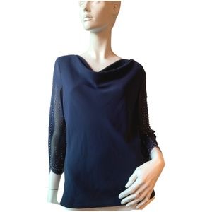 S.L Fashions Art Deco Inspired Navy Tone Formal Blouse